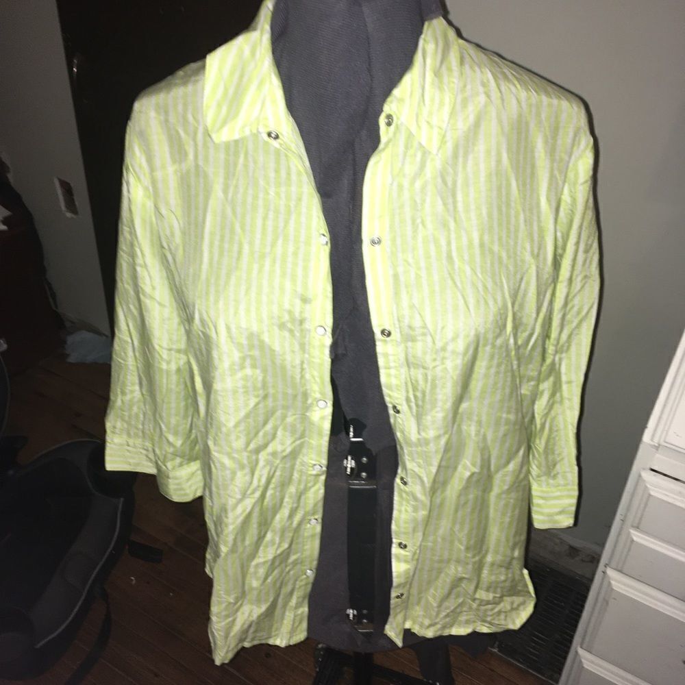 Chico’s 2 semi sheer button down blouse